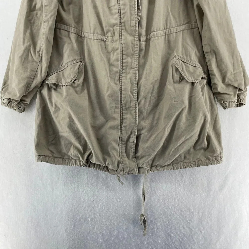 Garnet Hill Coat Women's Sz Brown Hooded Full Zipped Sherpa Fleece Lined Parka - Picture 7 of 13